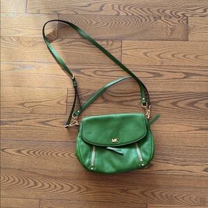 Michael Kors Green Crossbody Bag with Gold Details